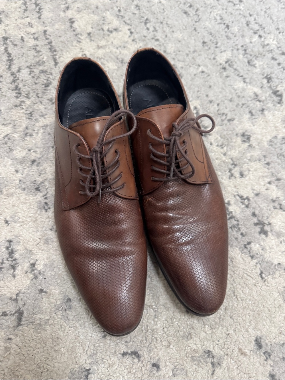 Aldo Men's Brown Textured Leather Lace-Up Oxfords